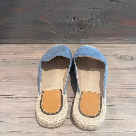 Blue Suede Espadrille Slip On Mules - Picture 3 of 6